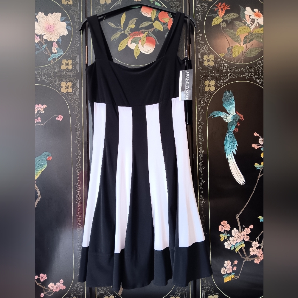 Frank Lyman Design Black and  White Striped Dress